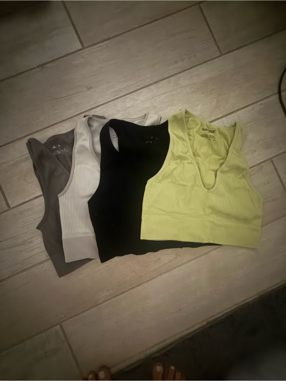 Garage Ribbed V-Neck Crop Tank - Set of 5